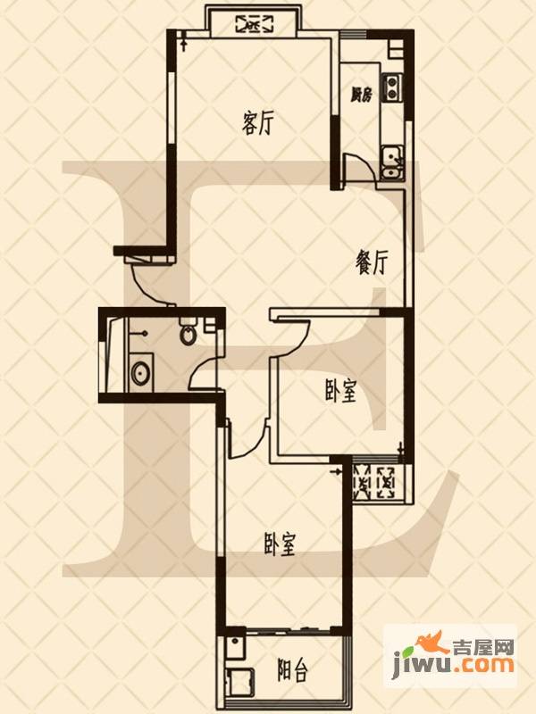 魏华园新区2室2厅1卫108㎡户型图