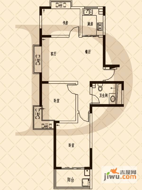 魏华园新区3室2厅1卫110㎡户型图