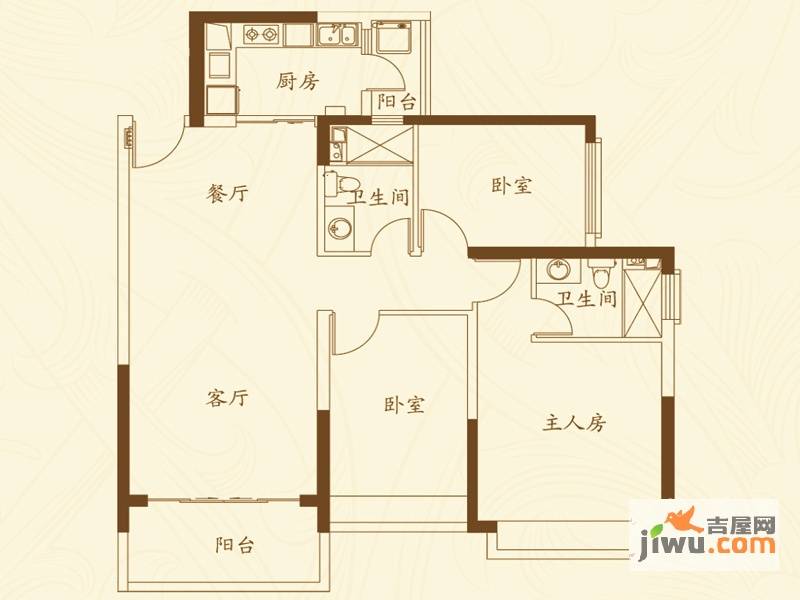 济南恒大名都3室2厅2卫137㎡户型图