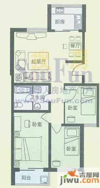 天建天和园3室2厅1卫110㎡户型图