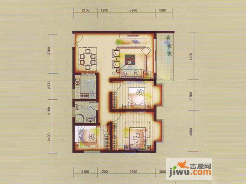 鸿基文昌苑3室2厅1卫99㎡户型图