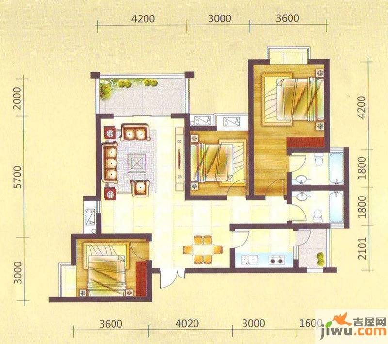 兴隆枫丹白鹭普通住宅102.2㎡户型图