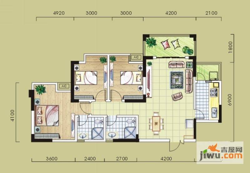 兴隆枫丹白鹭3室2厅2卫118.5㎡户型图