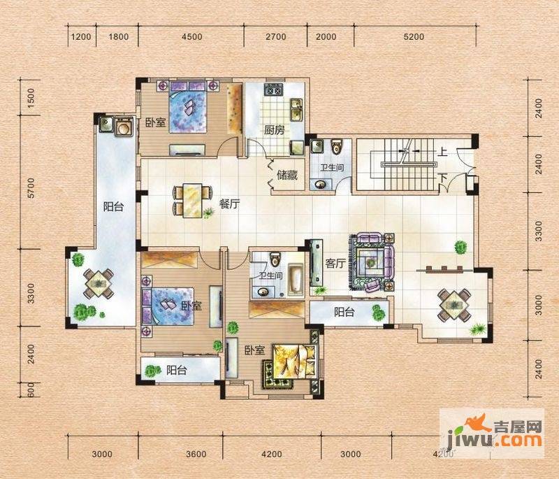 银地班芙小镇3室2厅2卫170.9㎡户型图