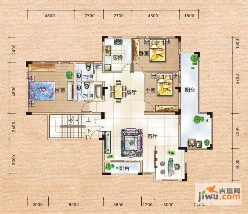 银地班芙小镇3室2厅2卫156.7㎡户型图