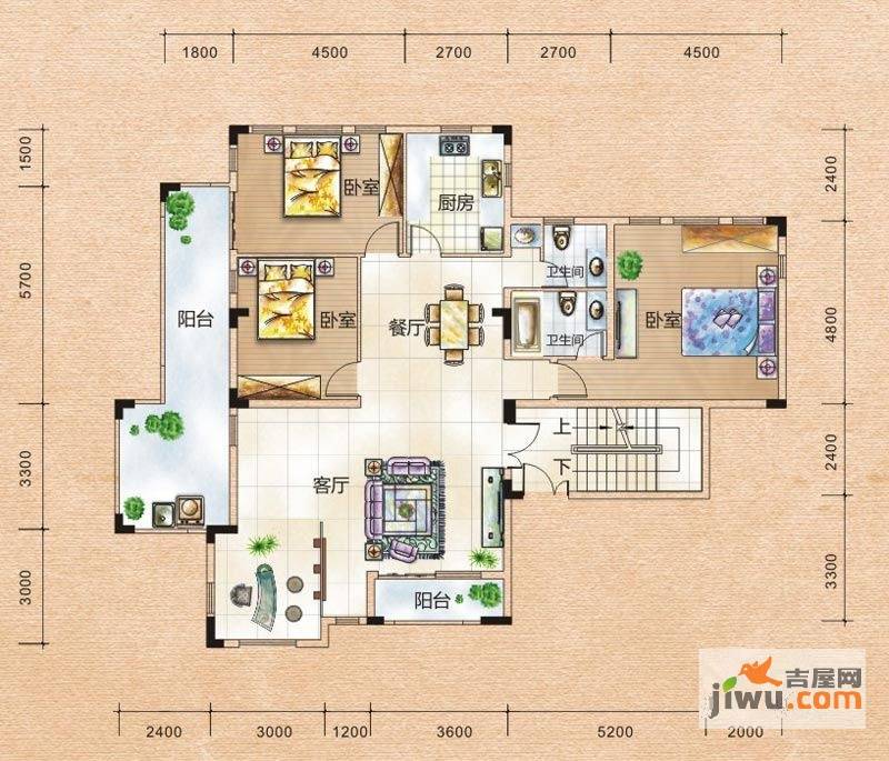 银地班芙小镇3室2厅2卫156.7㎡户型图