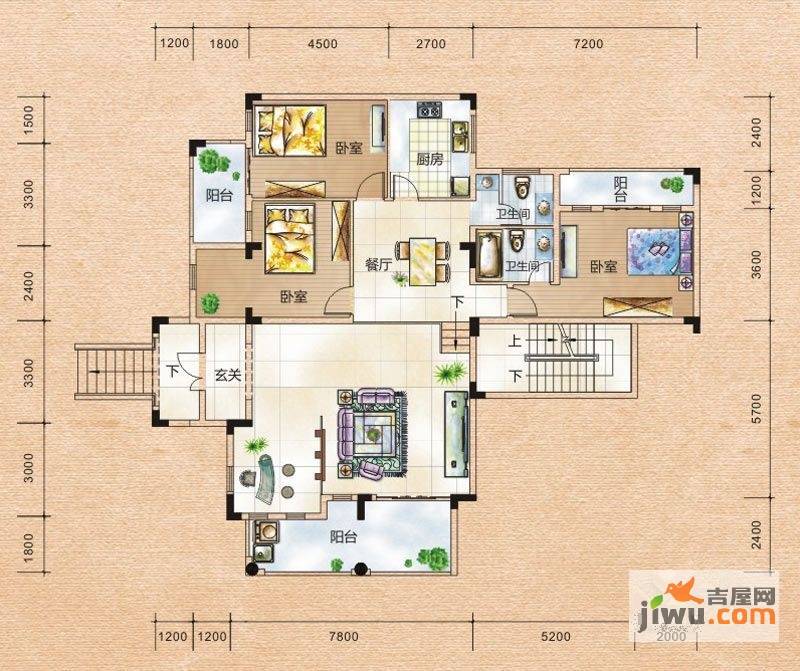 银地班芙小镇3室2厅2卫163.2㎡户型图