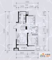 万科大都会2室2厅1卫75㎡户型图