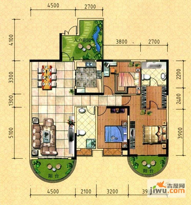 金熙府3室2厅2卫164.5㎡户型图