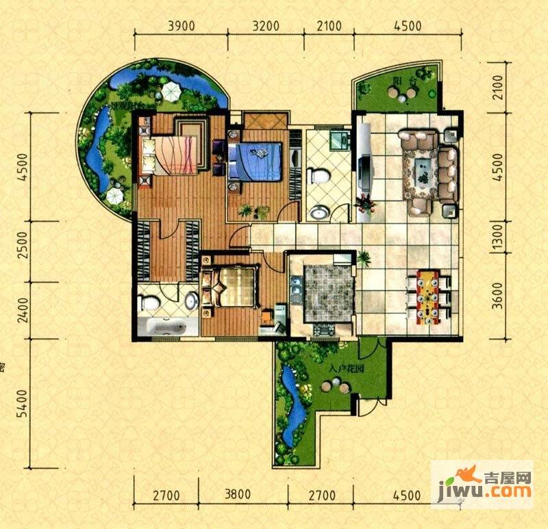 金熙府3室2厅2卫173㎡户型图