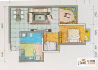 启鸿假日城市2室2厅1卫67㎡户型图