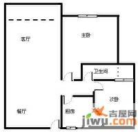 启鸿假日城市2室2厅1卫88㎡户型图