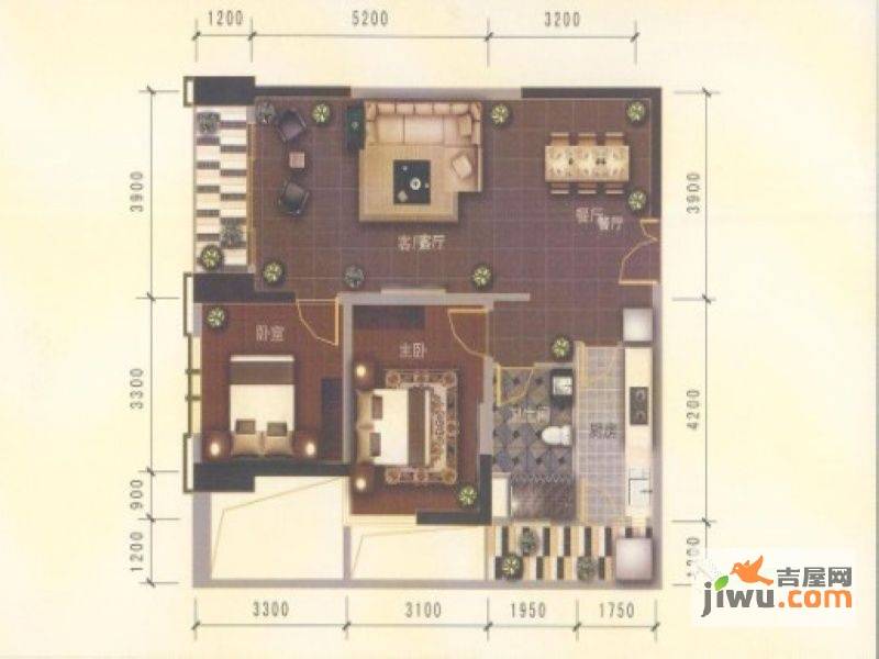 鑫仁园2室2厅1卫99㎡户型图