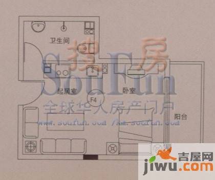 云大知城·牛津花园1室1厅1卫31.1㎡户型图