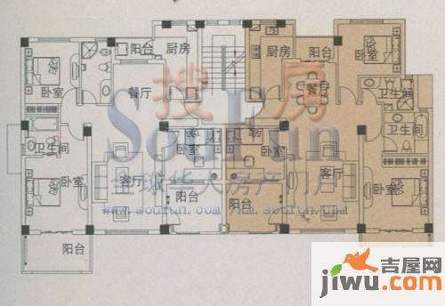 云大知城·牛津花园3室2厅2卫103.1㎡户型图