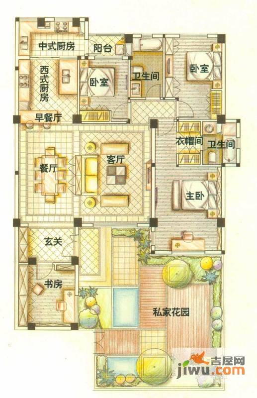 云大知城·牛津花园4室3厅2卫149.8㎡户型图