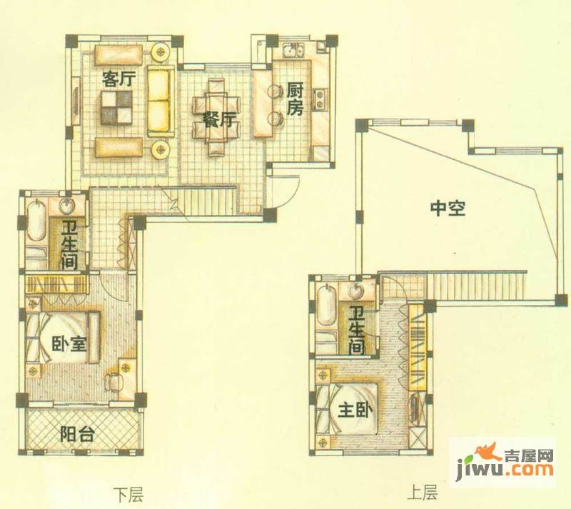 云大知城·牛津花园2室2厅2卫101.4㎡户型图