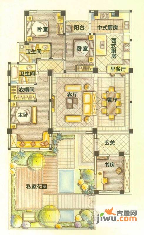 云大知城·牛津花园4室3厅2卫623㎡户型图