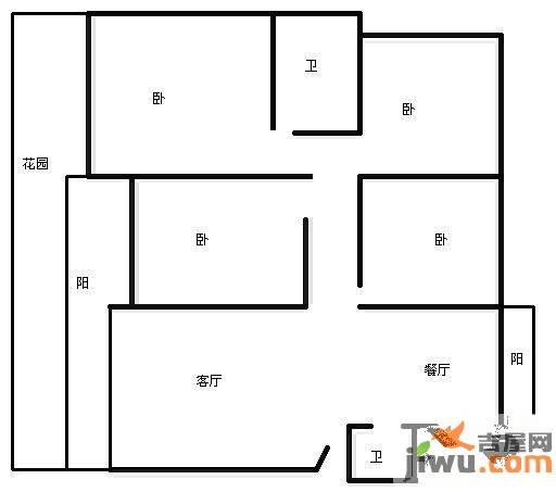 水岸公馆4室1厅2卫142㎡户型图