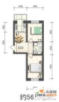 华亨名城2室2厅1卫56.6㎡户型图