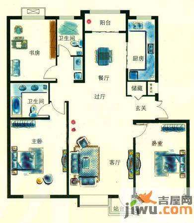 绿地英湖印象3室2厅2卫152㎡户型图