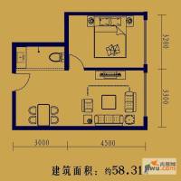 都市阳光壹公馆1室1厅1卫58.3㎡户型图