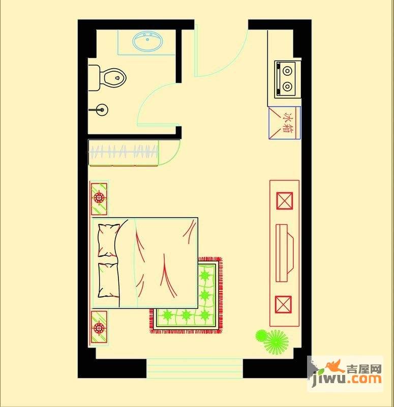 雅舍紫晶公馆1室1厅1卫33.1㎡户型图