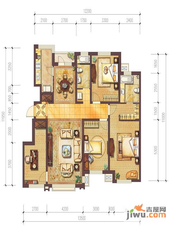 证大光明城4室2厅2卫148.2㎡户型图