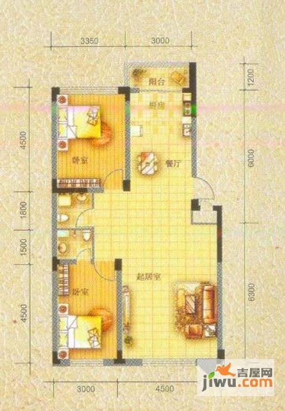 文庭雅苑2室2厅2卫99.9㎡户型图