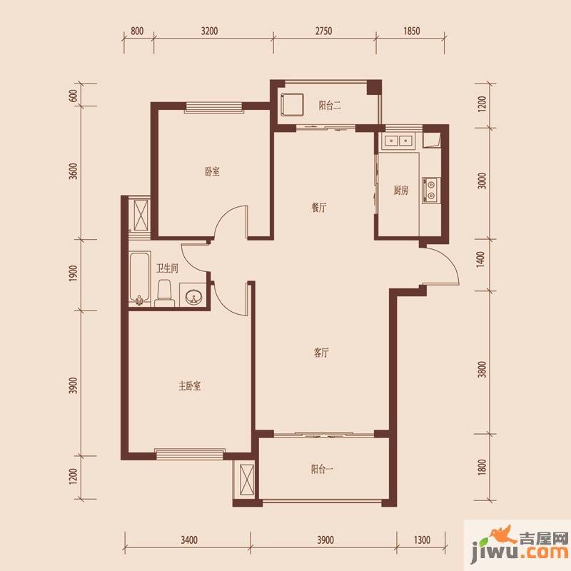 京东国际花园2室2厅1卫78.2㎡户型图