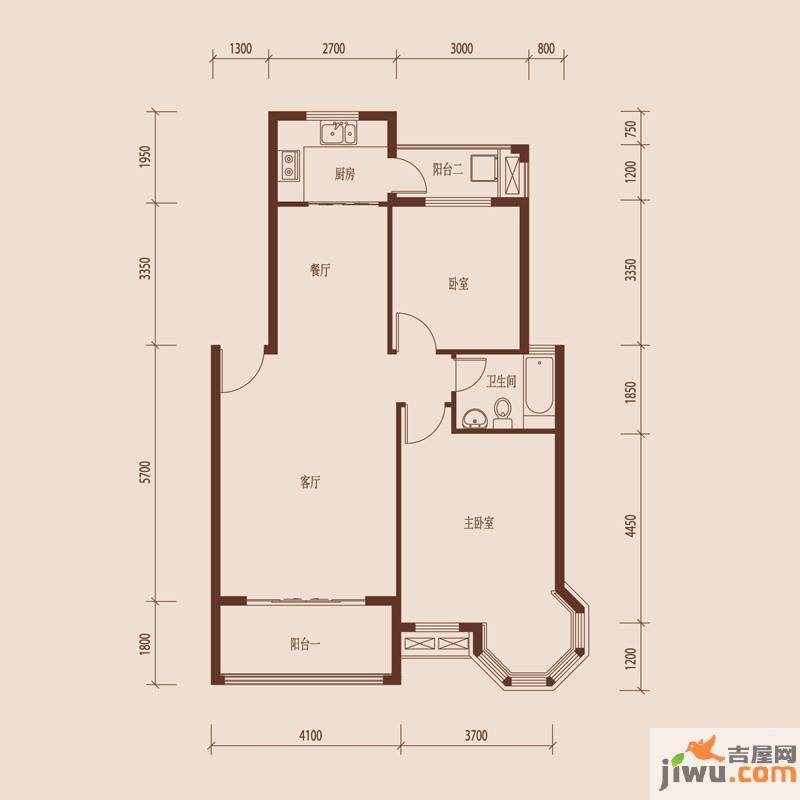 京东国际花园2室2厅1卫78.2㎡户型图