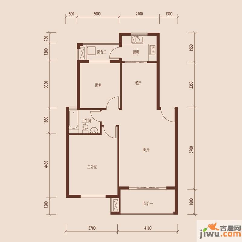 京东国际花园2室2厅1卫78.8㎡户型图