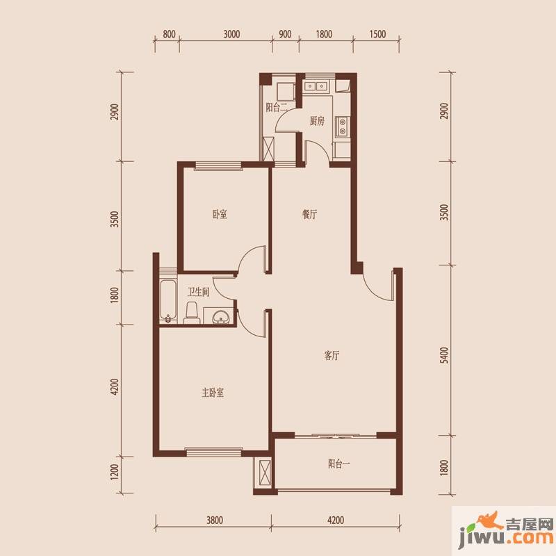 京东国际花园2室2厅1卫83.8㎡户型图