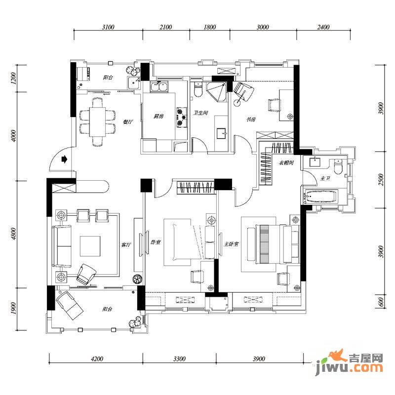 正荣御园3室2厅2卫139㎡户型图