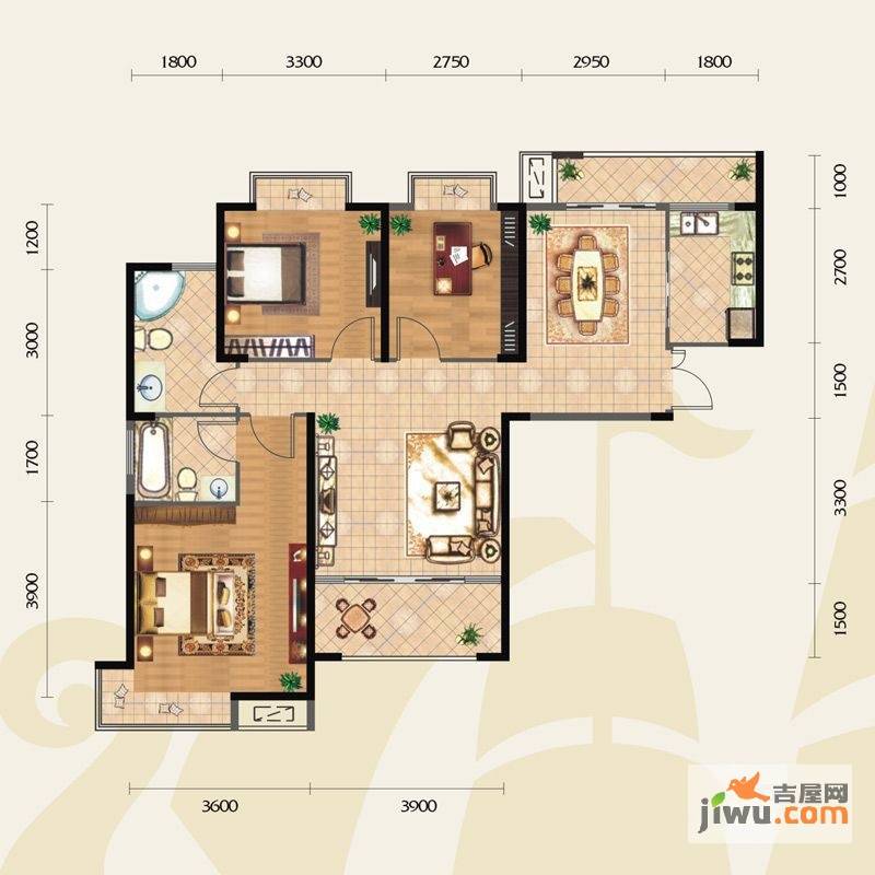 香逸澜湾3室2厅2卫110㎡户型图