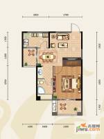 香逸澜湾1室2厅1卫58㎡户型图