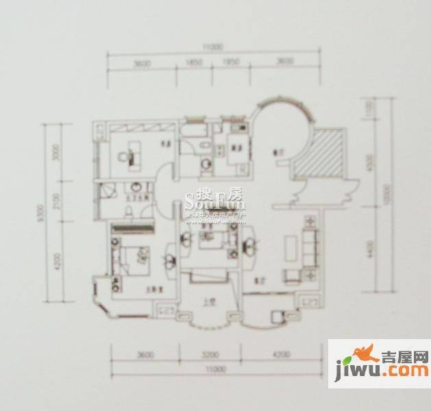 世纪中央城3室2厅2卫117.6㎡户型图