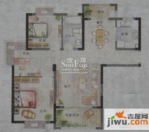 联泰香域滨江3室2厅1卫95㎡户型图