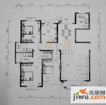 联泰香域滨江4室2厅2卫148㎡户型图