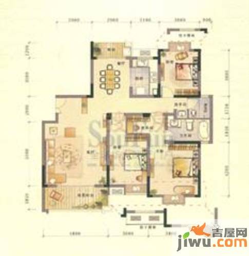 联泰香域滨江3室2厅2卫130.6㎡户型图