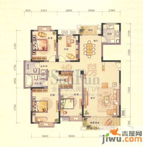 联泰香域滨江4室2厅2卫159.8㎡户型图