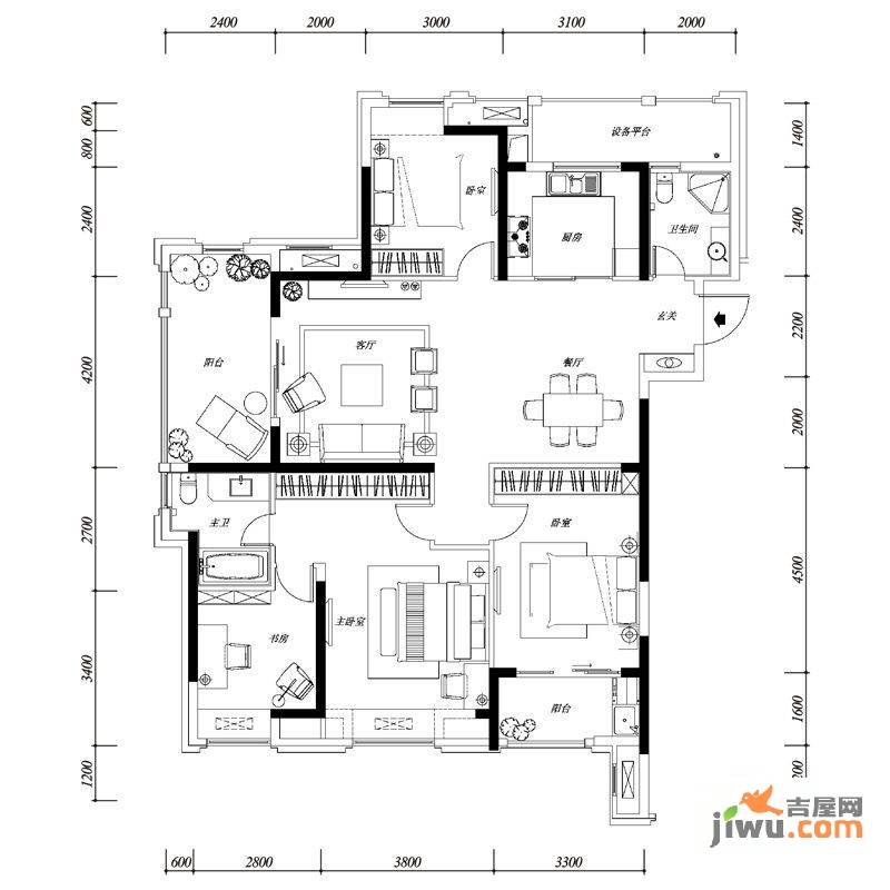 正荣御园4室2厅2卫147㎡户型图