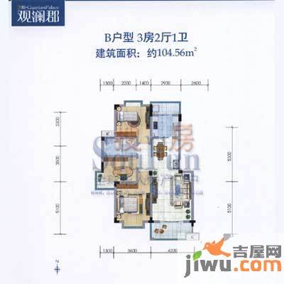 正荣大湖之都3室2厅1卫104.6㎡户型图