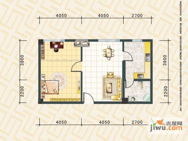 金桥慧景七彩时光2室1厅1卫70.8㎡户型图