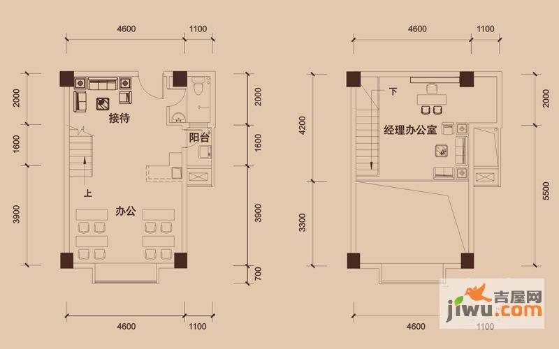 联泰香域中央1室1厅1卫52㎡户型图