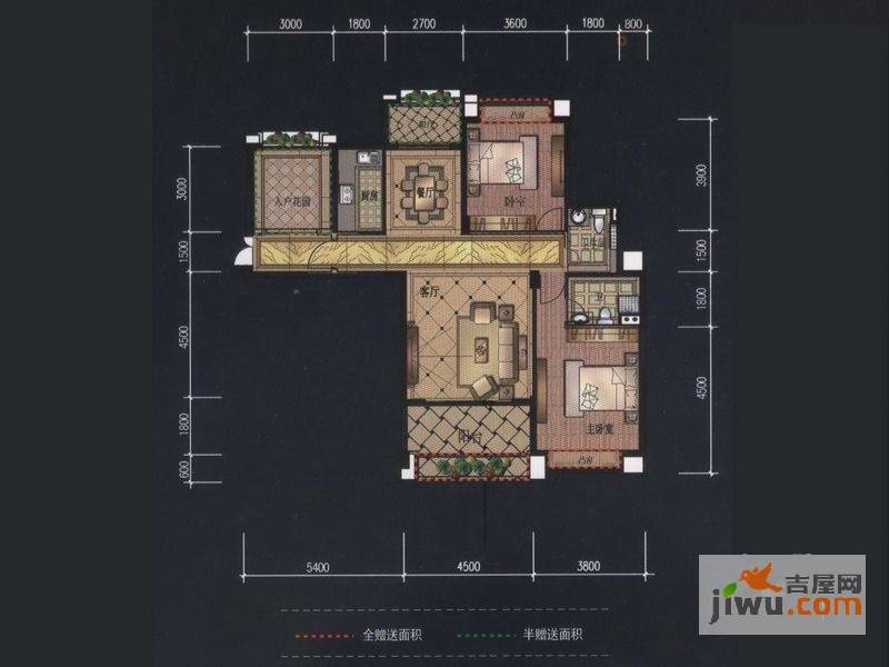 地中海阳光3室2厅2卫131.9㎡户型图