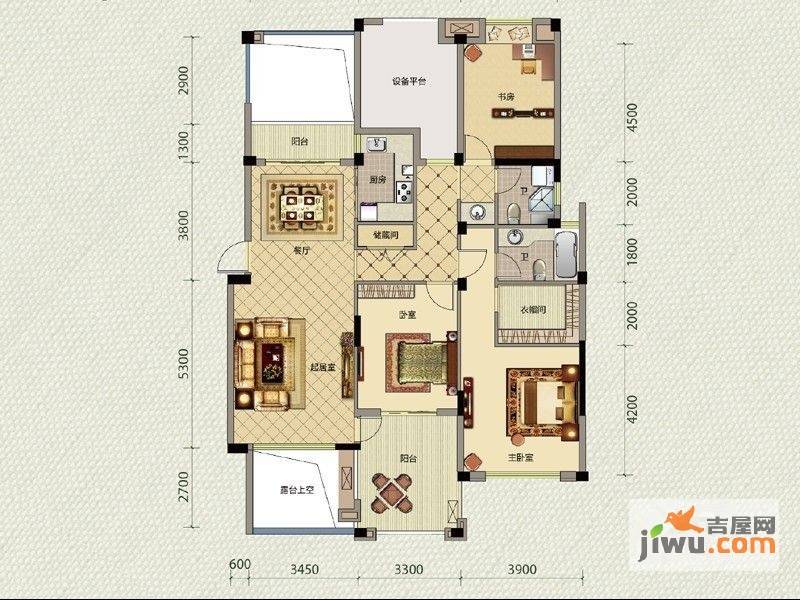 新宇拉菲公馆3室2厅2卫132㎡户型图