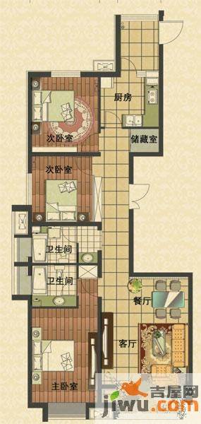 新华1号3室2厅2卫133㎡户型图