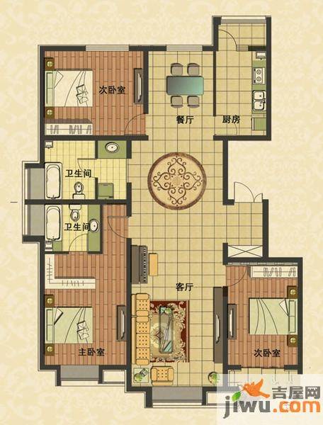 新华1号3室2厅2卫156㎡户型图