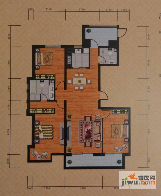 广场君府3室2厅2卫163.1㎡户型图